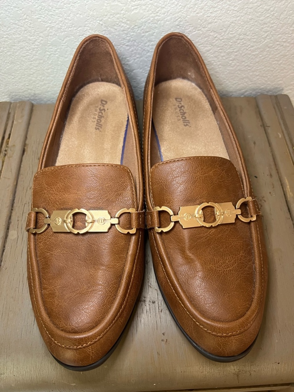 Dr. Scholls Women’s Loafers size 10 Slip On Memory Foam Gold Equestrian Shoes